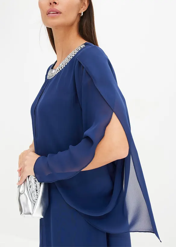 Robe en crêpe à col orné de strass, bonprix
