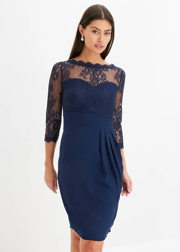 Robe courte avec empiècement dentelle, bonprix
