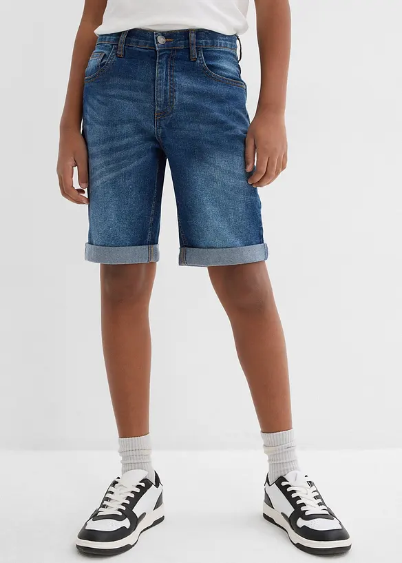 Bermuda en jean extensible à taille réglable, slim, bonprix