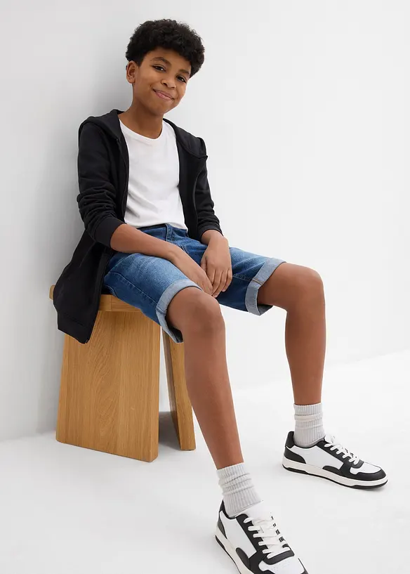 Bermuda en jean extensible à taille réglable, slim, bonprix