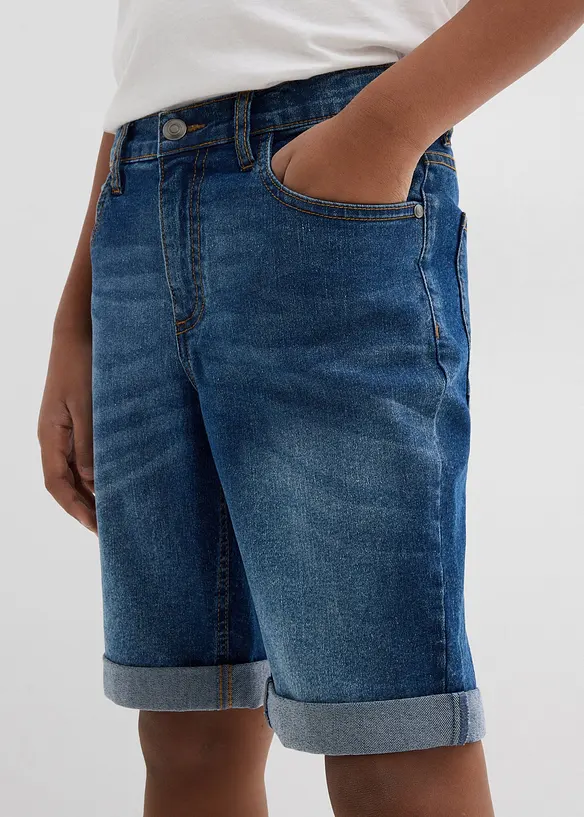 Bermuda en jean extensible à taille réglable, slim, bonprix