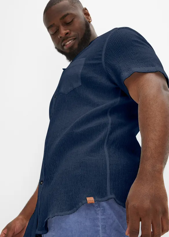 Chemise manches courtes 100% coton, aspect froissé, bonprix