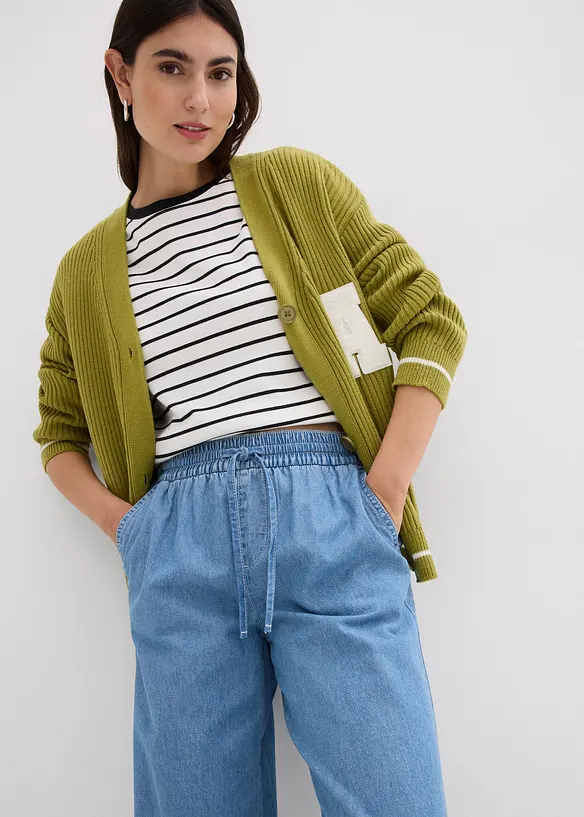Jean Wide Leg, taille normale et élastiquée, bonprix