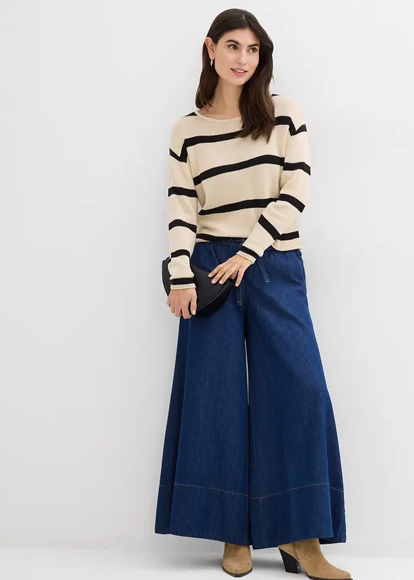 Jean large, taille mi-haute et élastiquée, bonprix