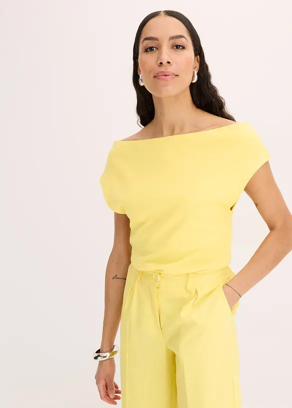T-shirt col Bardot, 100% coton, bonprix