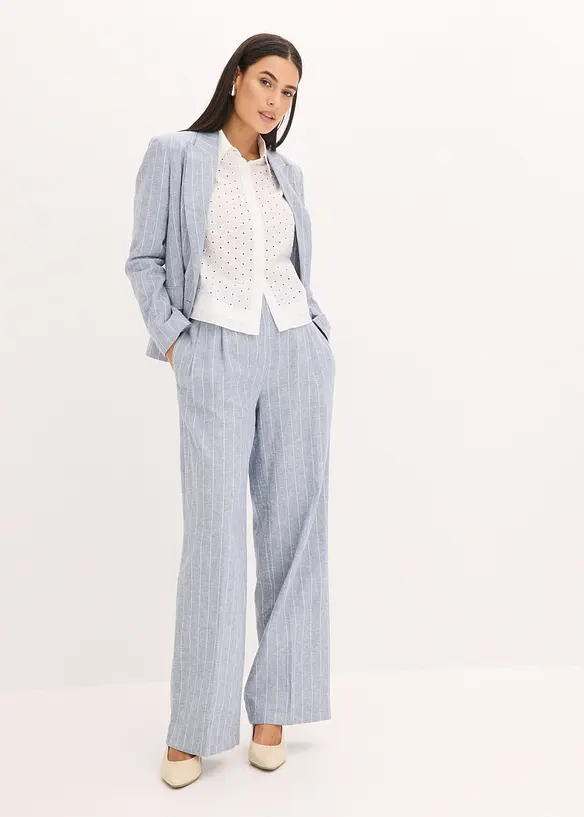 Pantalon à pinces en lin majoritaire, bonprix