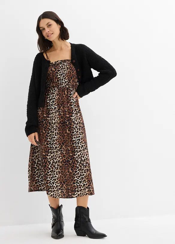 Robe fluide en viscose à fines bretelles, bonprix
