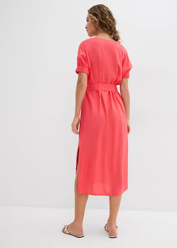 Robe midi avec ceinture et manches à finitions élastiquées, bonprix