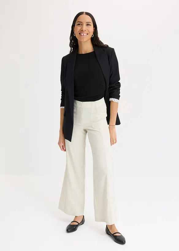 Pantalon large en lin mélangé, bonprix