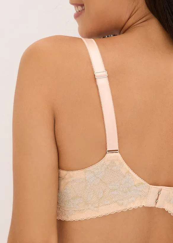 Soutien-gorge minimiseur à armatures et dentelle Lurex bicolore, bonprix