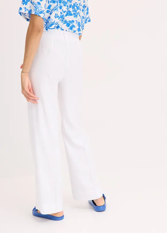 Pantalon palazzo en lin mélangé aérien, bonprix