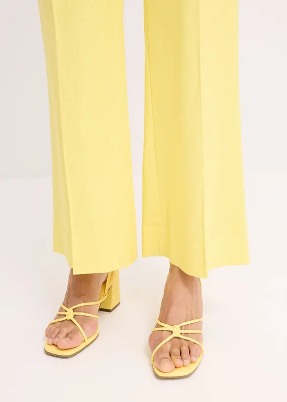 Pantalon palazzo en lin mélangé aérien, bonprix