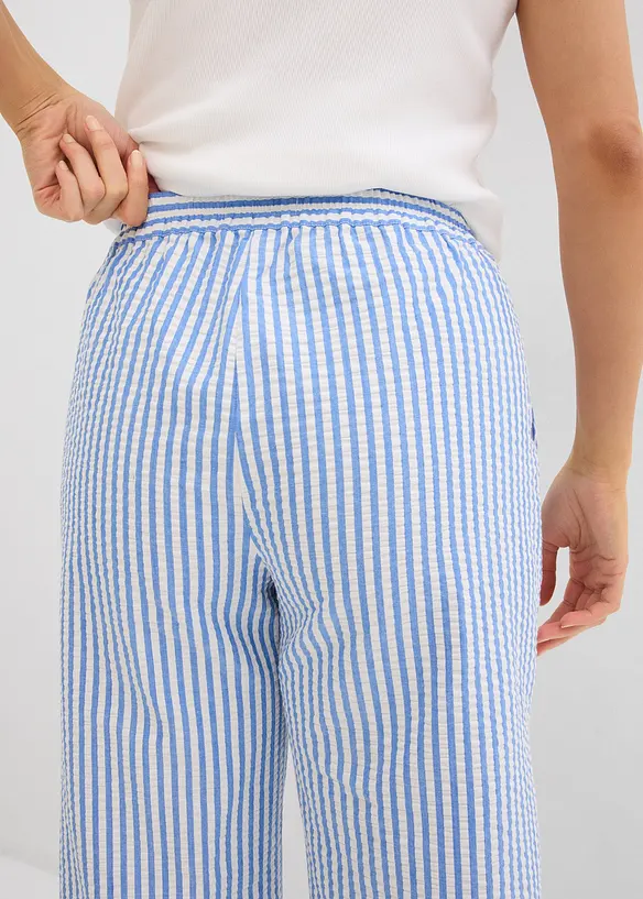 Pantalon palazzo en seersucker, longueur 7/8, bonprix