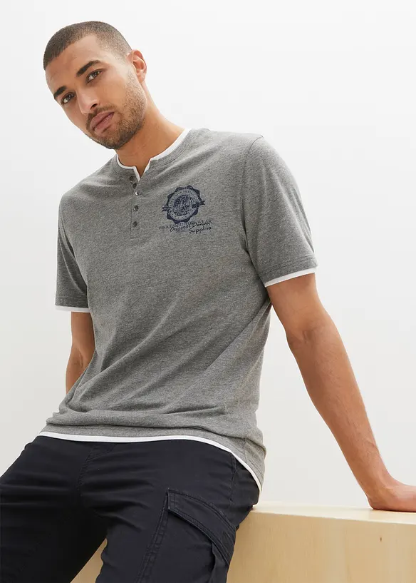 Lot de 2 t-shirts col tunisien 100 % coton, bonprix
