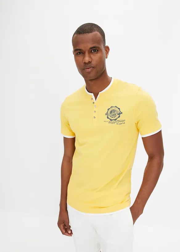 Lot de 2 t-shirts col tunisien 100 % coton, bonprix