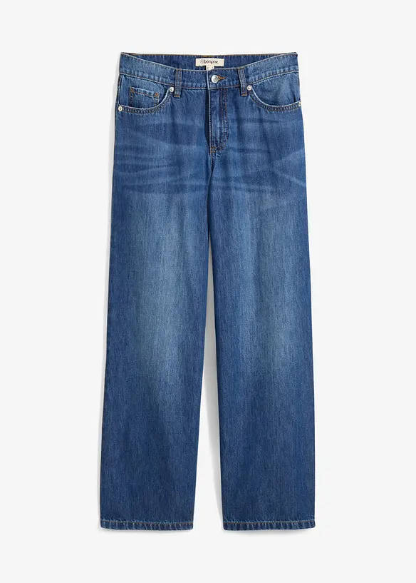 Jean baggy, taille mi-haute, doux, raccourci, bonprix