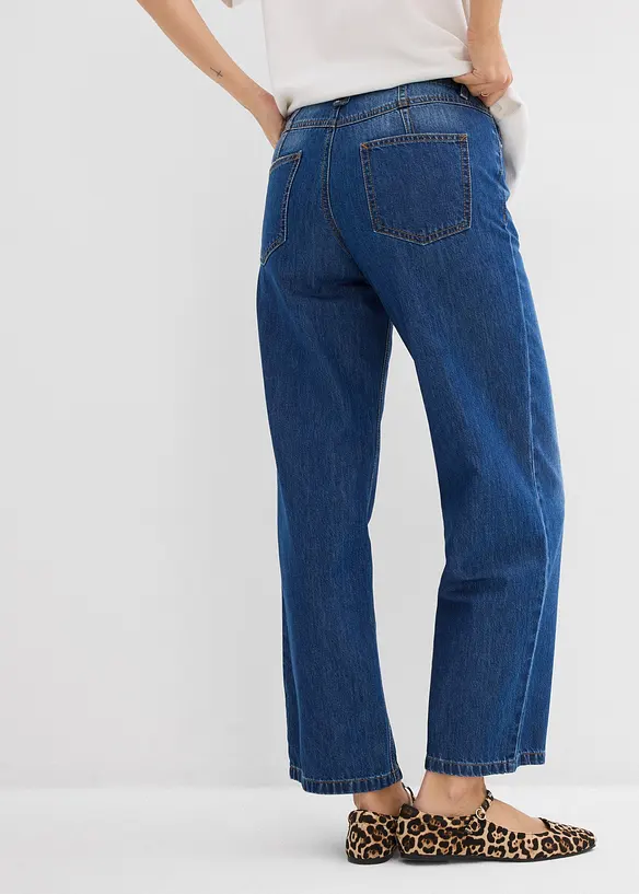 Jean baggy, taille mi-haute, doux, raccourci, bonprix