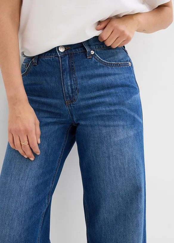 Jean baggy, taille mi-haute, doux, raccourci, bonprix