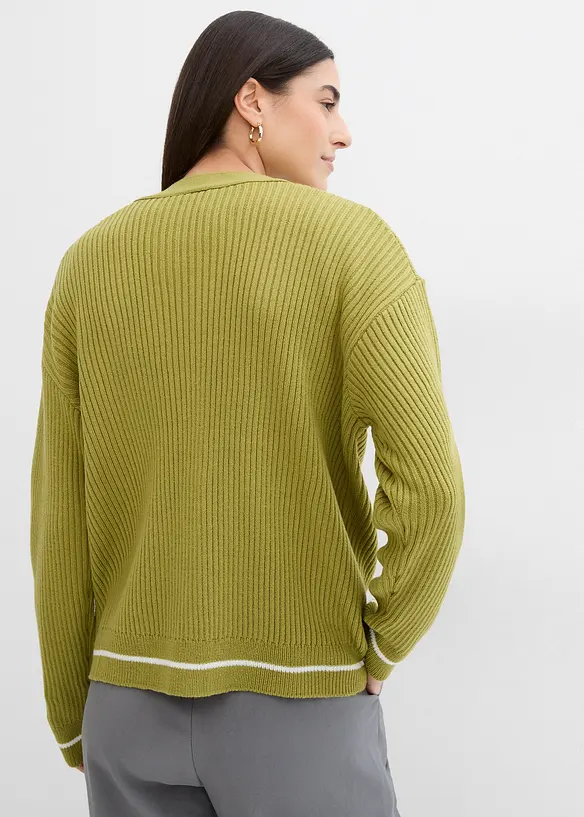 Gilet oversize en maille avec broderie, bonprix