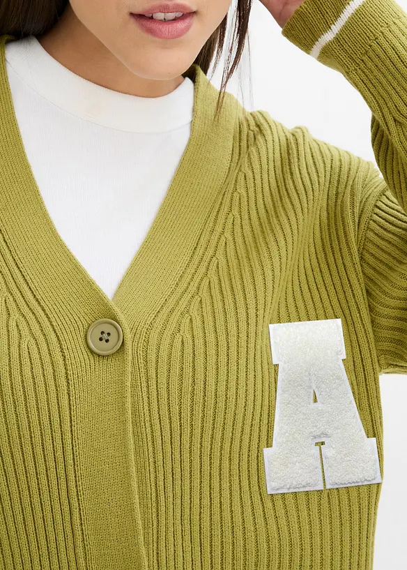 Gilet oversize en maille avec broderie, bonprix