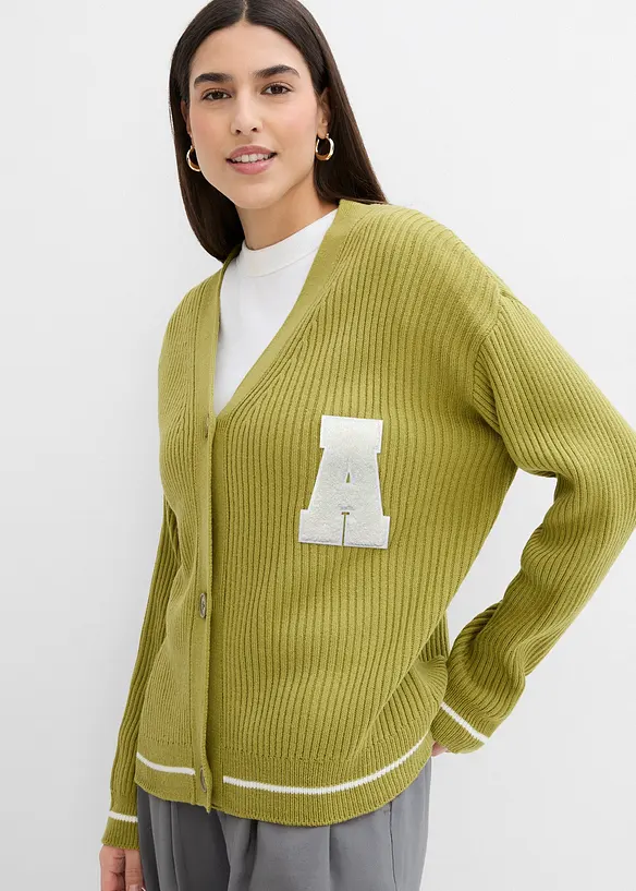 Gilet oversize en maille avec broderie, bonprix