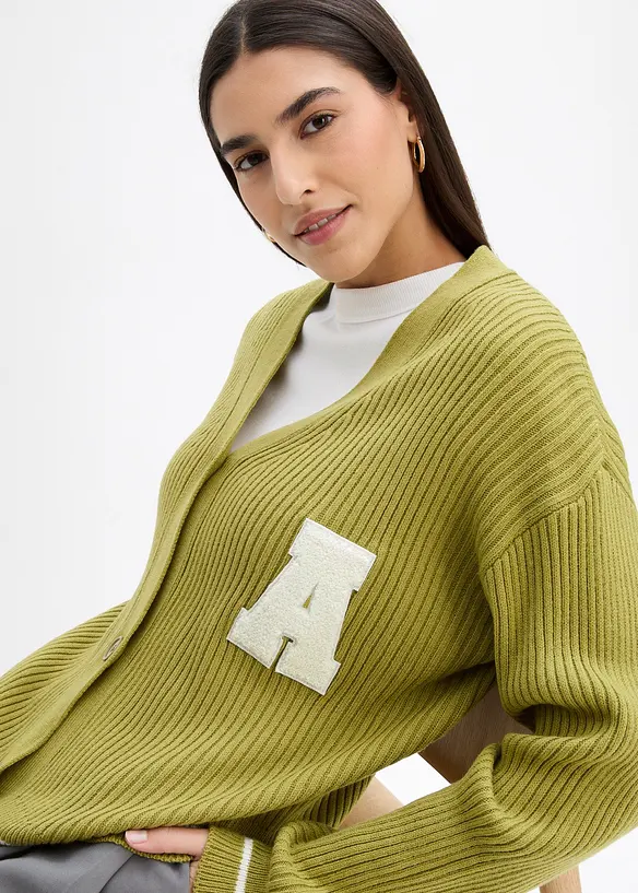 Gilet oversize en maille avec broderie, bonprix