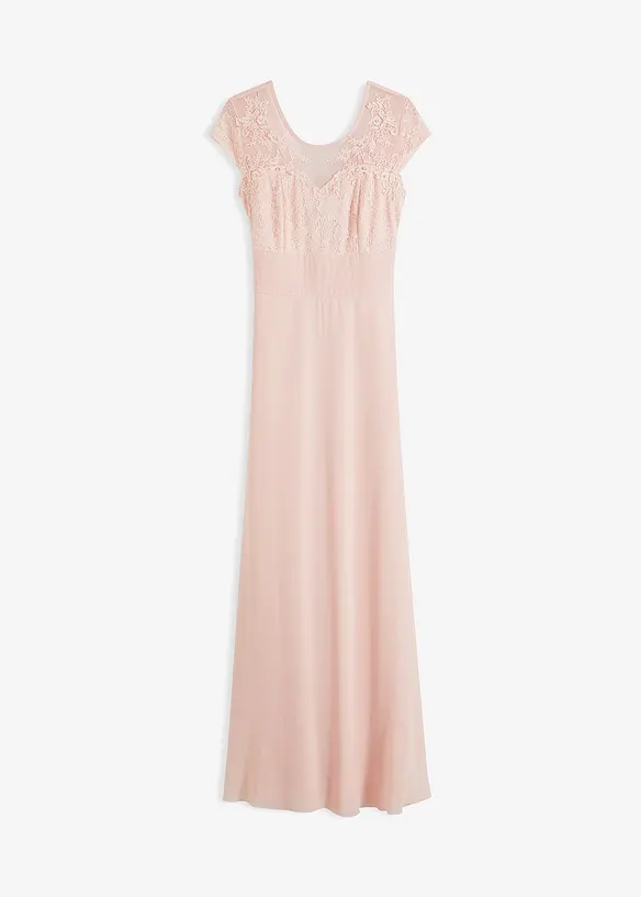 Robe en crêpe avec dentelle et détail à nouer, bonprix