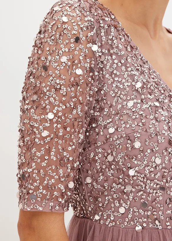 Robe longue avec haut brodé de sequins, bonprix