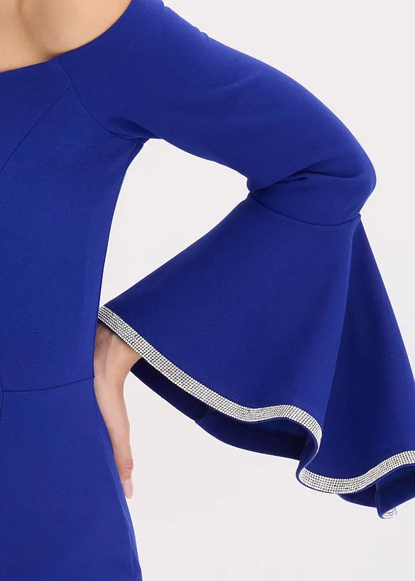 Robe col Bardot en crêpe texturé, bonprix