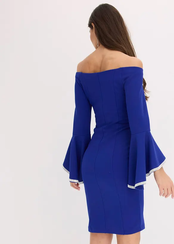 Robe col Bardot en crêpe texturé, bonprix