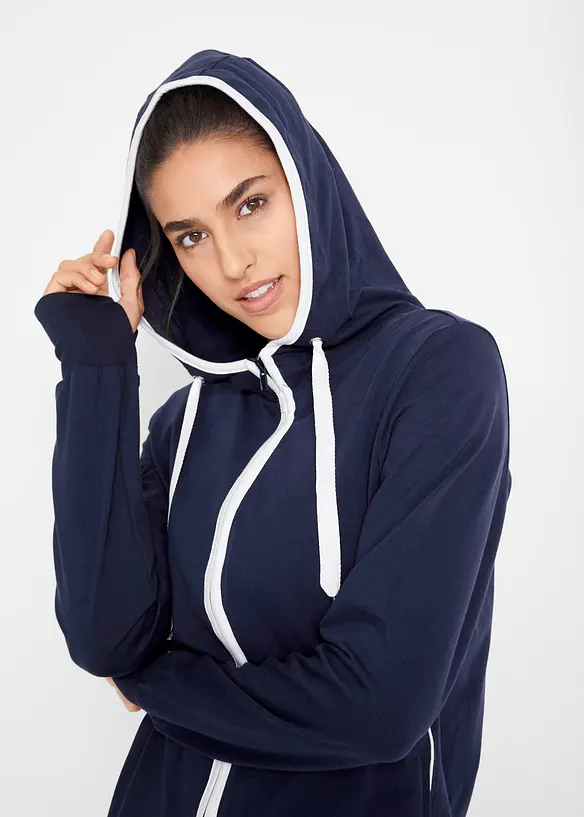 Sweat zippé en coton extensible, bonprix