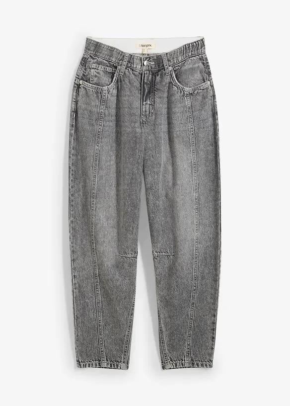 Jean barrel taille mi-haute peu extensible, cropped, bonprix