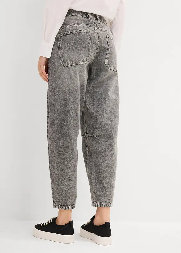 Jean barrel taille mi-haute peu extensible, cropped, bonprix