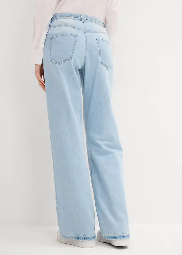 Jean large, taille mi-haute, ceinture, bonprix