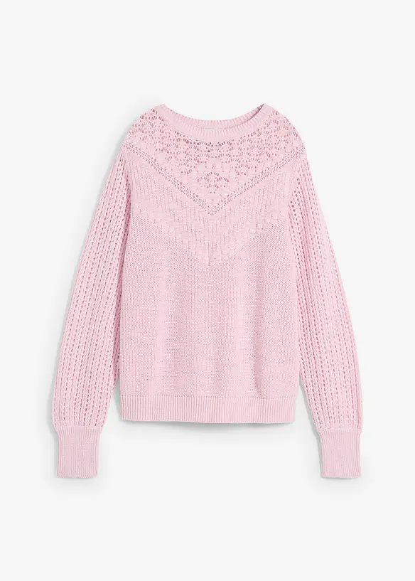 Pull ajouré en coton et lin, bonprix