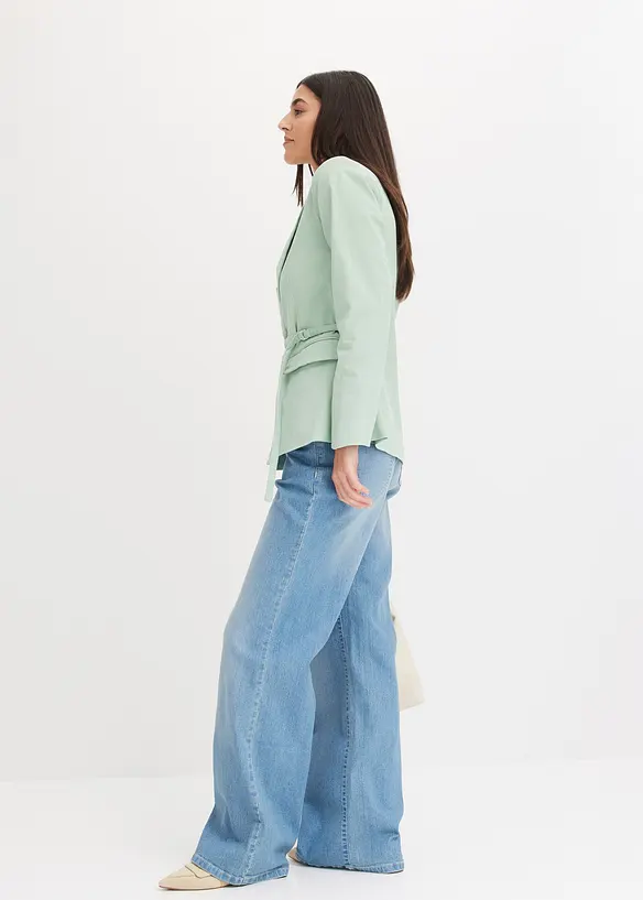 Blazer extensible en twill avec ceinture à nouer, bonprix