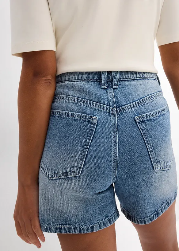 Short en jean taille haute, peu extensible, bonprix