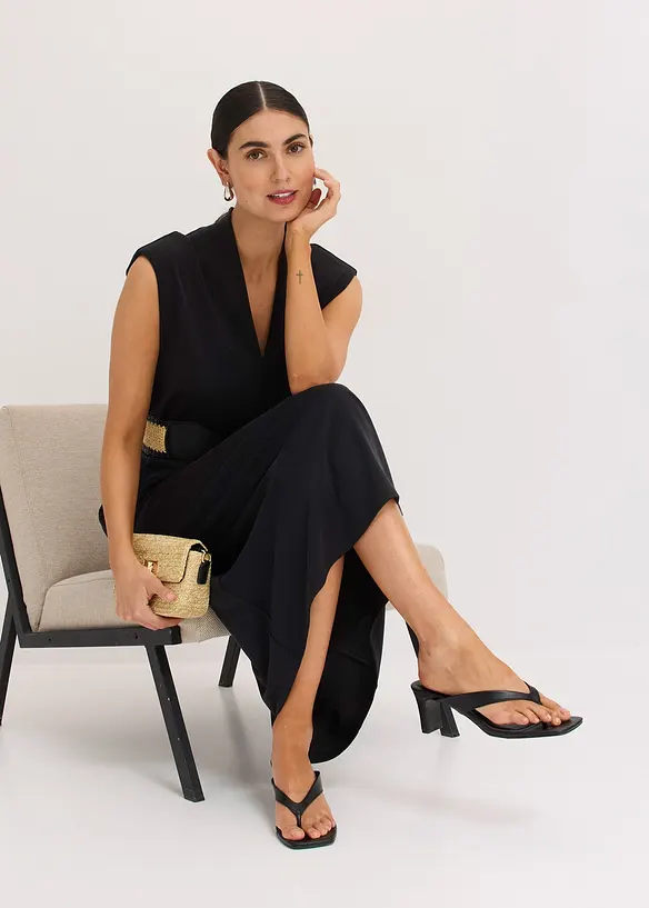 Robe en jersey piqué de viscose avec épaulettes, bonprix