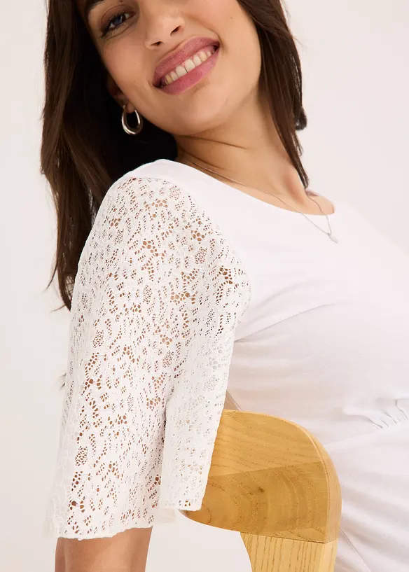 T-shirt à manches en dentelle, bonprix