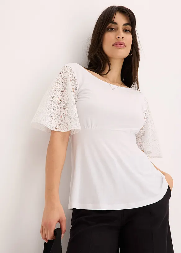 T-shirt à manches en dentelle, bonprix