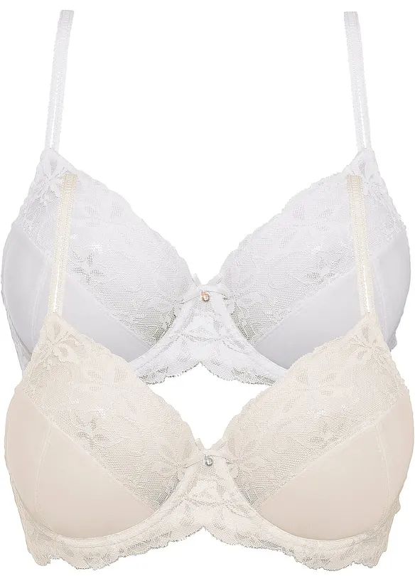 Lot de 2 soutiens-gorge avec dentelle, bonprix