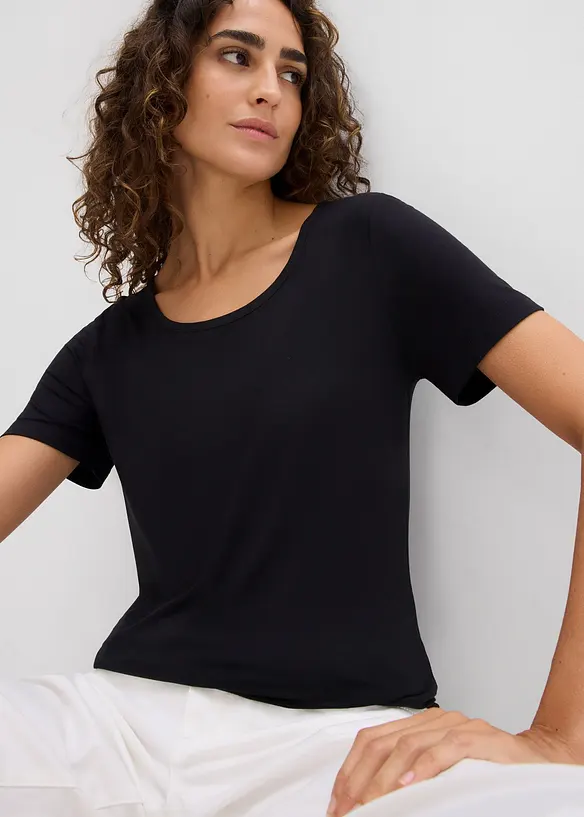 Lot de 2 T-shirts en viscose douce, bonprix