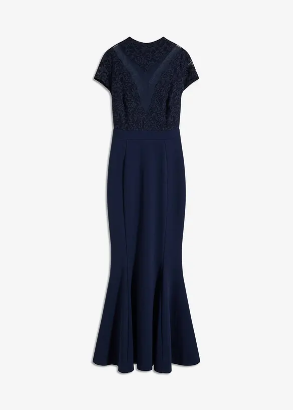 Robe longue avec dentelle et mesh, bonprix