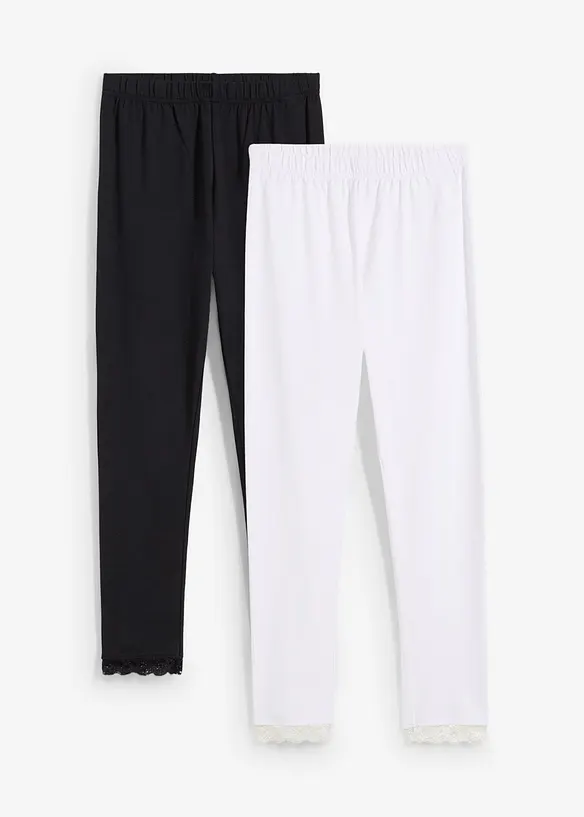 Lot de 2 leggings avec finition dentelle, bonprix