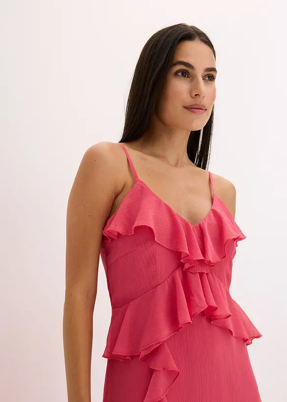 Robe midi en crêpe à volants, bonprix