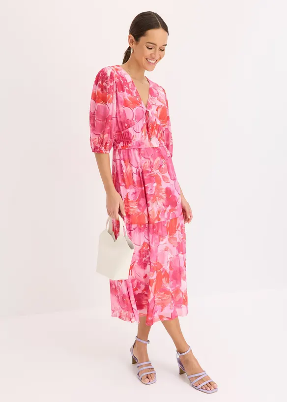 Robe midi en mesh imprimée, bonprix