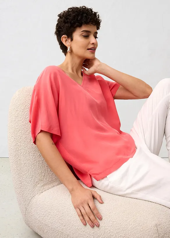 T-shirt avec soie et empiècement tissé, bonprix
