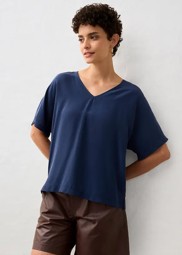 T-shirt avec soie et empiècement tissé, bonprix