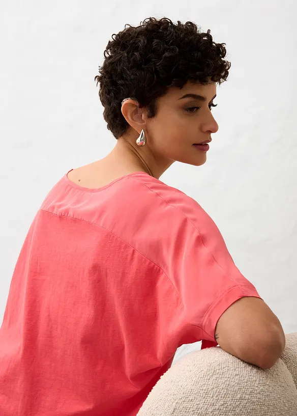 T-shirt avec soie et empiècement tissé, bonprix
