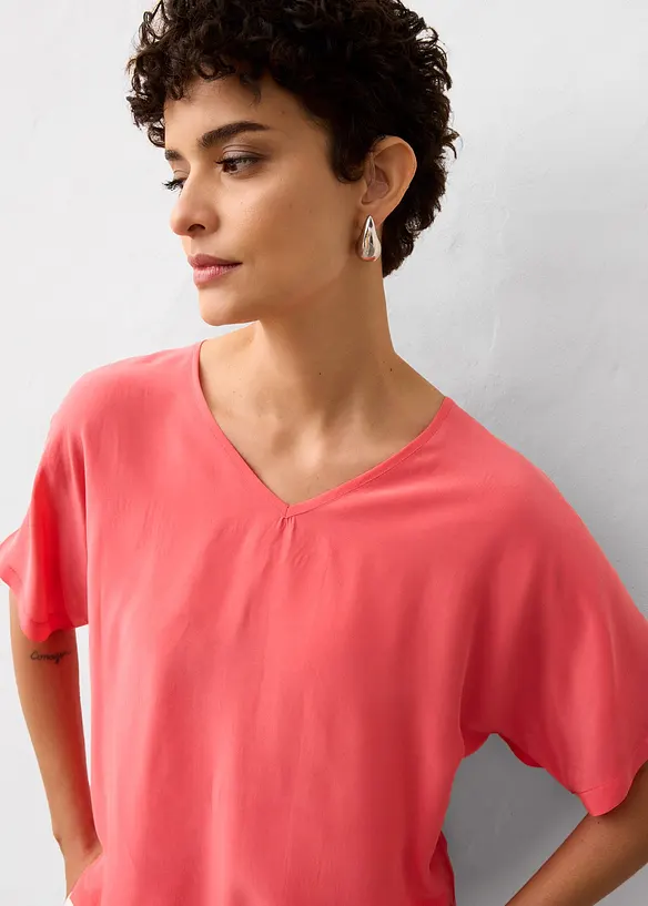 T-shirt avec soie et empiècement tissé, bonprix